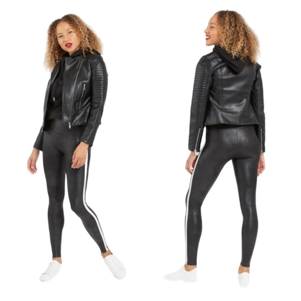 Spanx Faux Leather Side Stripe Leggings